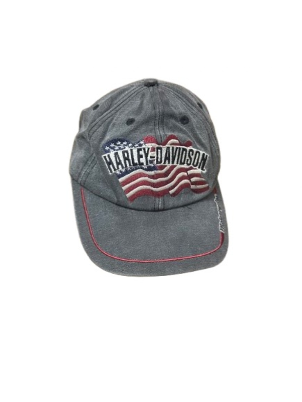 Vintage Harley-Davidson American Flag Grey Baseball Cap